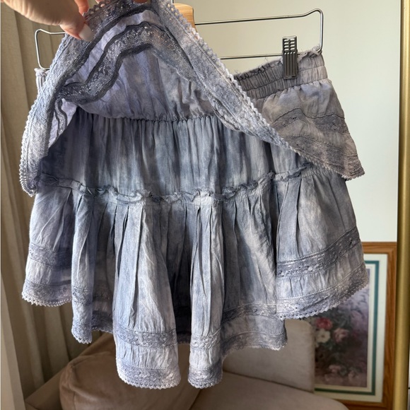 LoveShackFancy Ruffle Mini Skirt, Size L, Blue - Picture 4 of 8